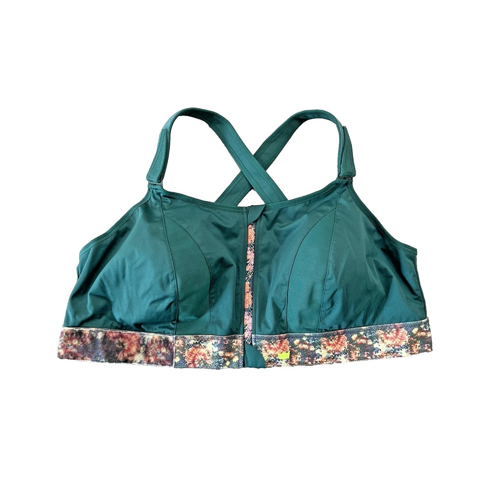 SHEFIT Ultimate High Impact Sports Bra Green Conquer Multi Print Size 6 Luxe NEW